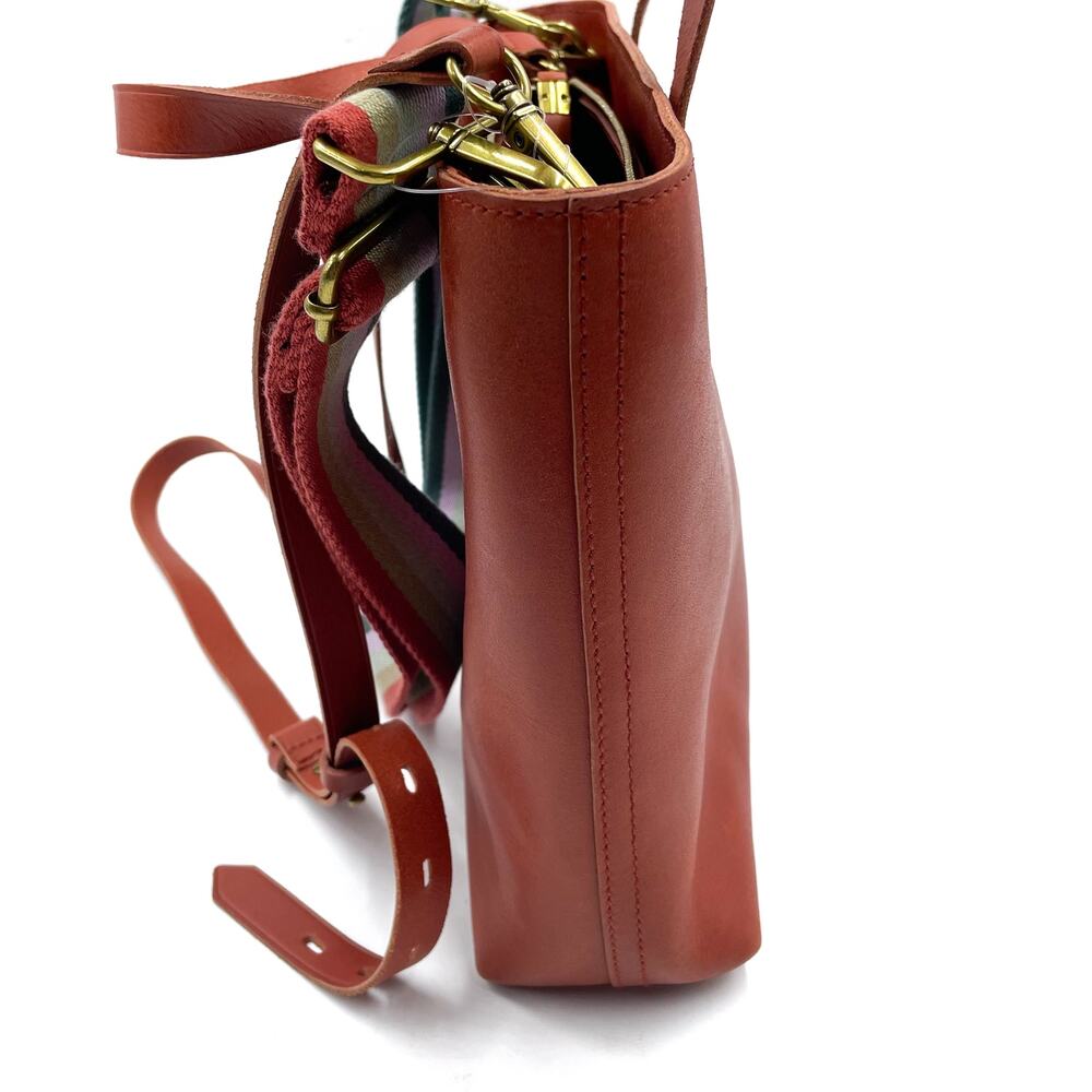 Madewell Small Transport Crossbody Tote Bag Brown Nubuck Leather Rainbow Strap - Picture 8 of 11